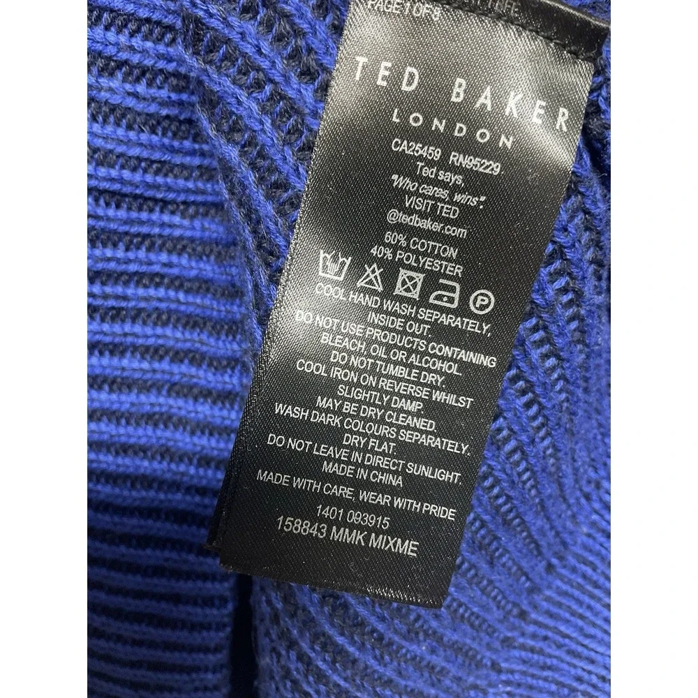 Ted Baker Mens Mixme Directional Ribbed Crewneck Sweater Cotton Blend Size 4/ L